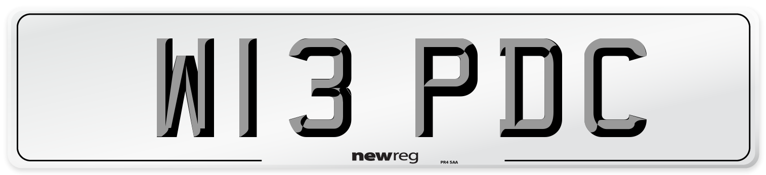 W13 PDC Front Number Plate