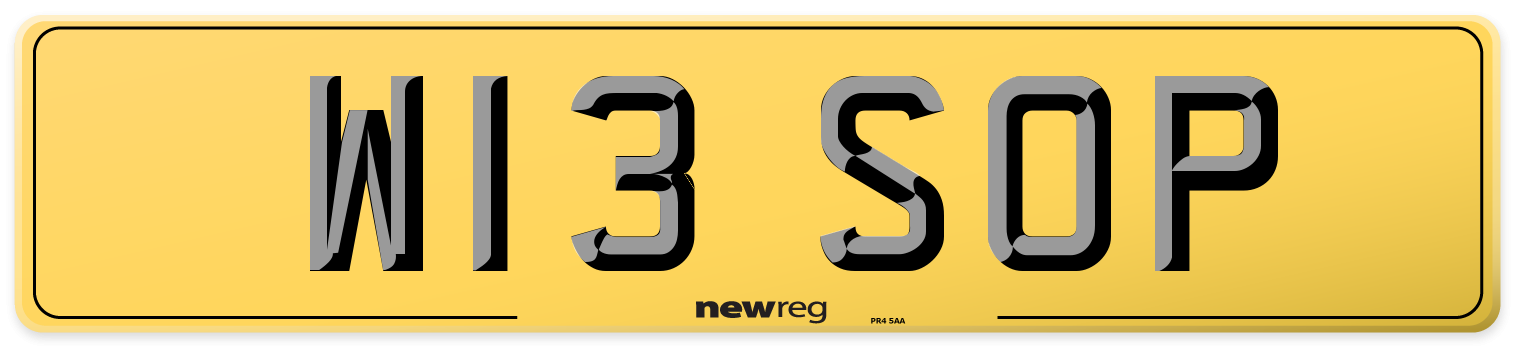 W13 SOP Rear Number Plate