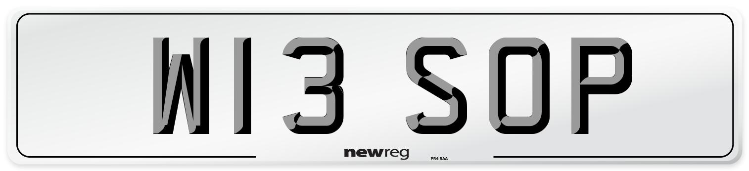 W13 SOP Front Number Plate