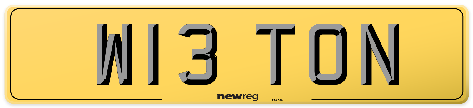 W13 TON Rear Number Plate