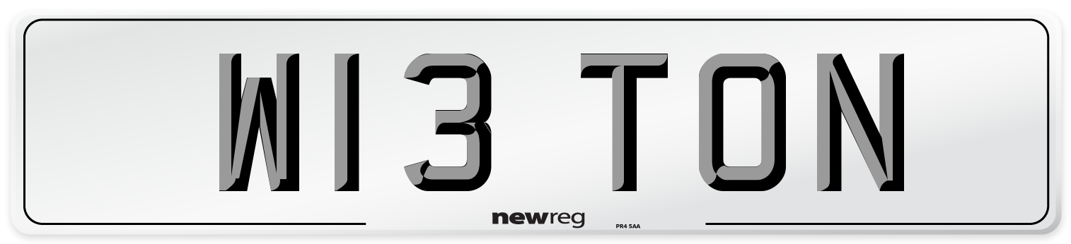W13 TON Front Number Plate