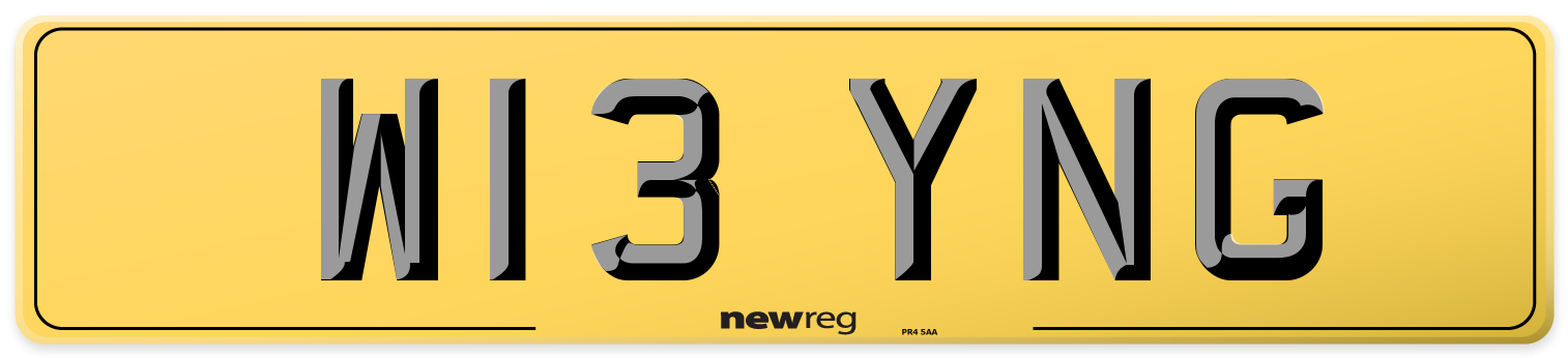 W13 YNG Rear Number Plate