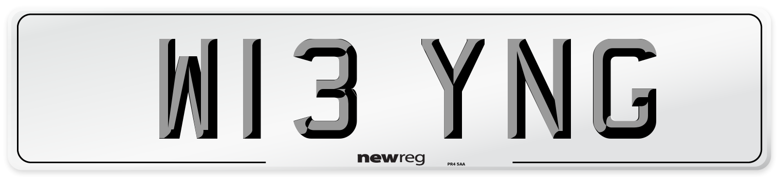 W13 YNG Front Number Plate