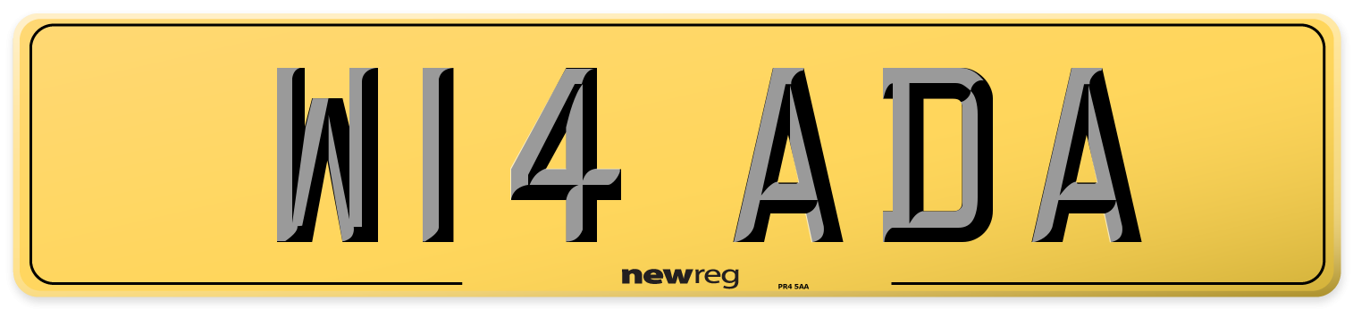 W14 ADA Rear Number Plate