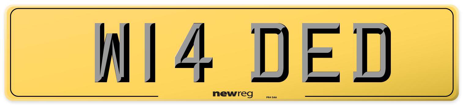 W14 DED Rear Number Plate