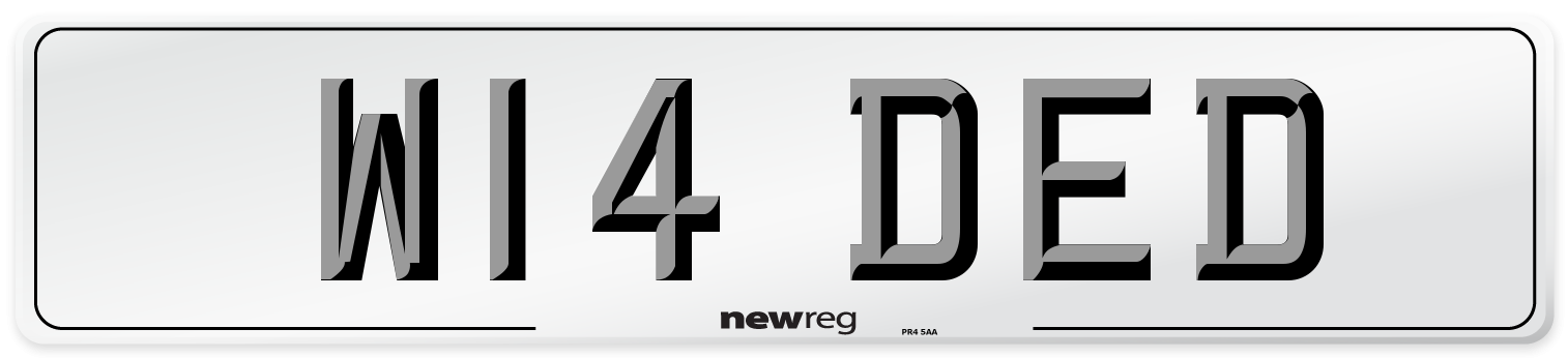 W14 DED Front Number Plate
