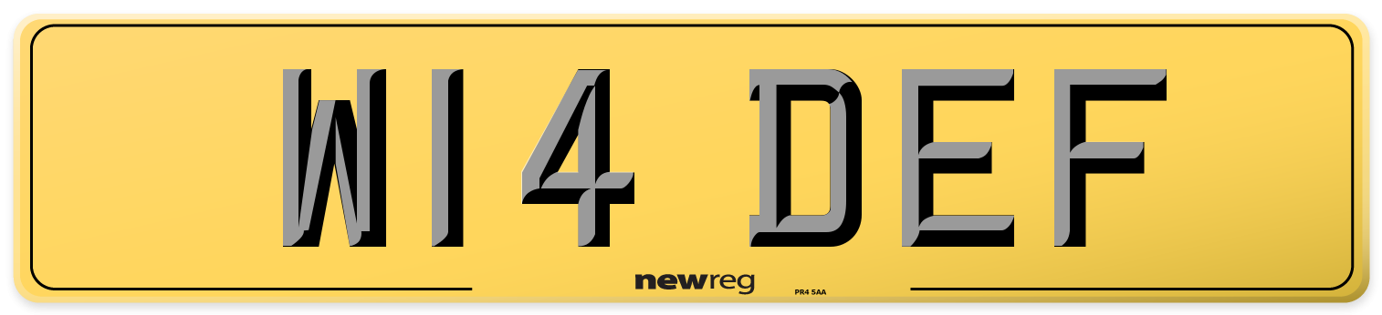 W14 DEF Rear Number Plate