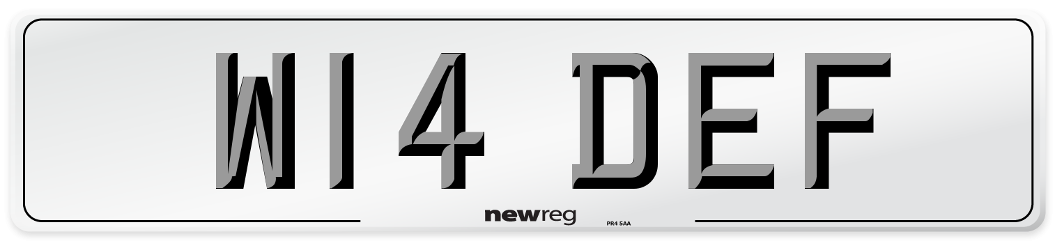 W14 DEF Front Number Plate