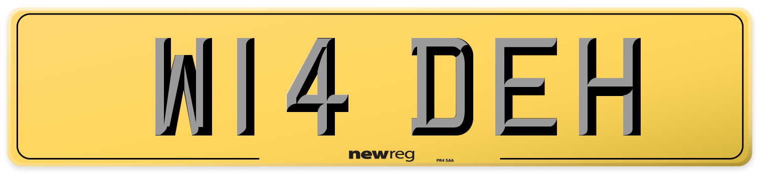 W14 DEH Rear Number Plate