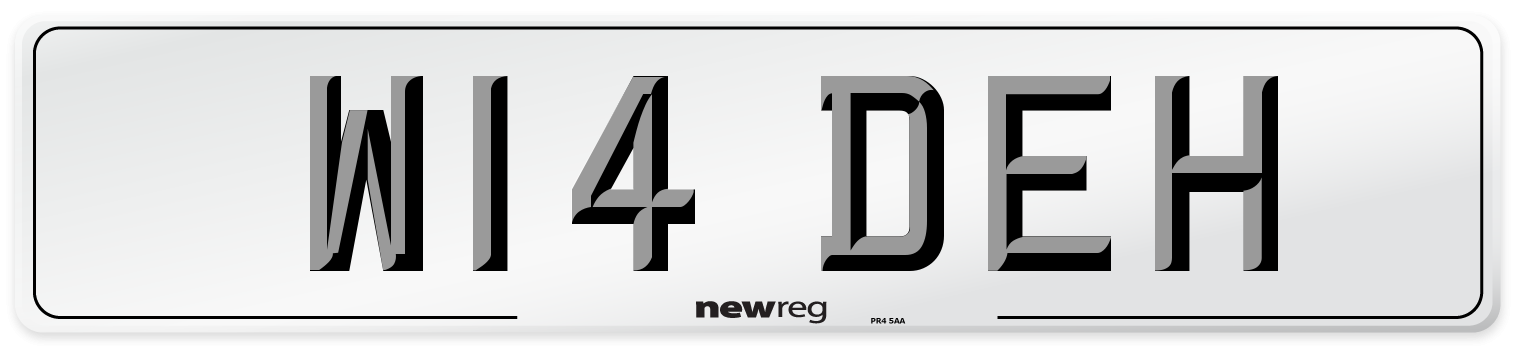W14 DEH Front Number Plate