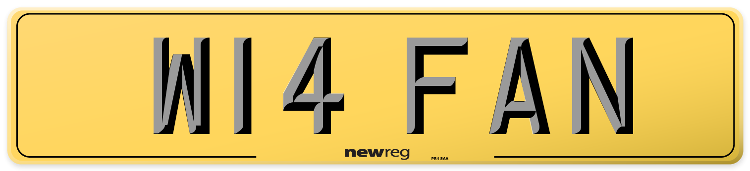 W14 FAN Rear Number Plate