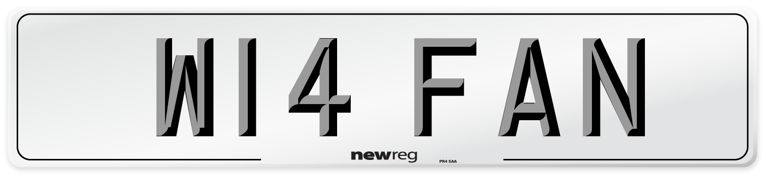 W14 FAN Front Number Plate
