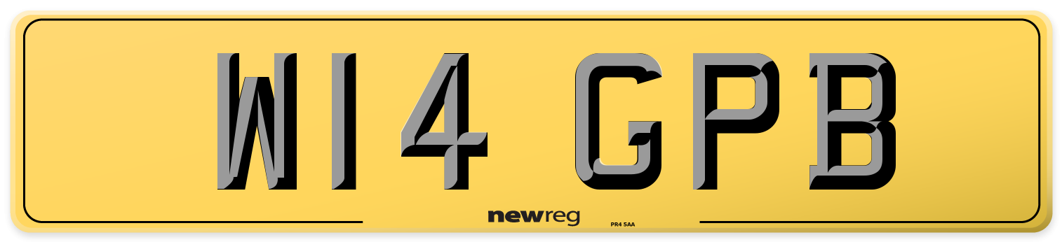 W14 GPB Rear Number Plate