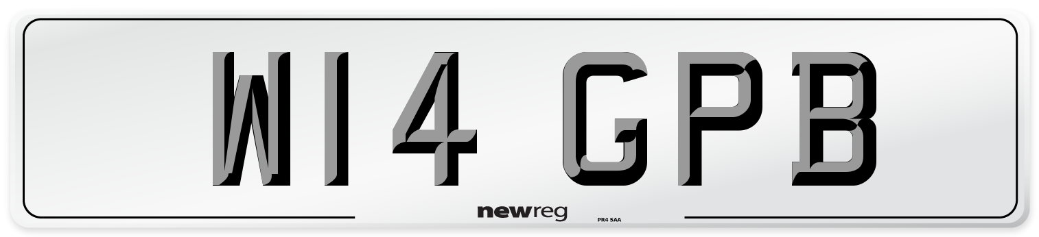 W14 GPB Front Number Plate
