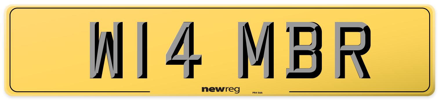 W14 MBR Rear Number Plate