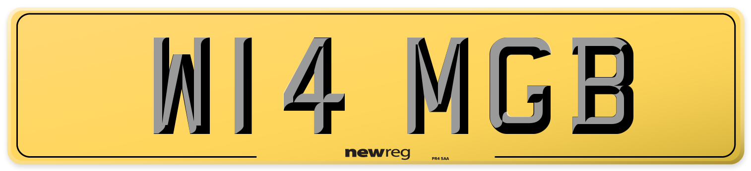 W14 MGB Rear Number Plate