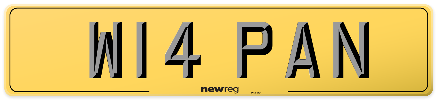 W14 PAN Rear Number Plate