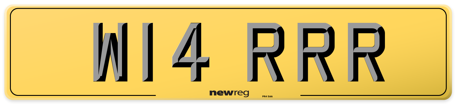 W14 RRR Rear Number Plate
