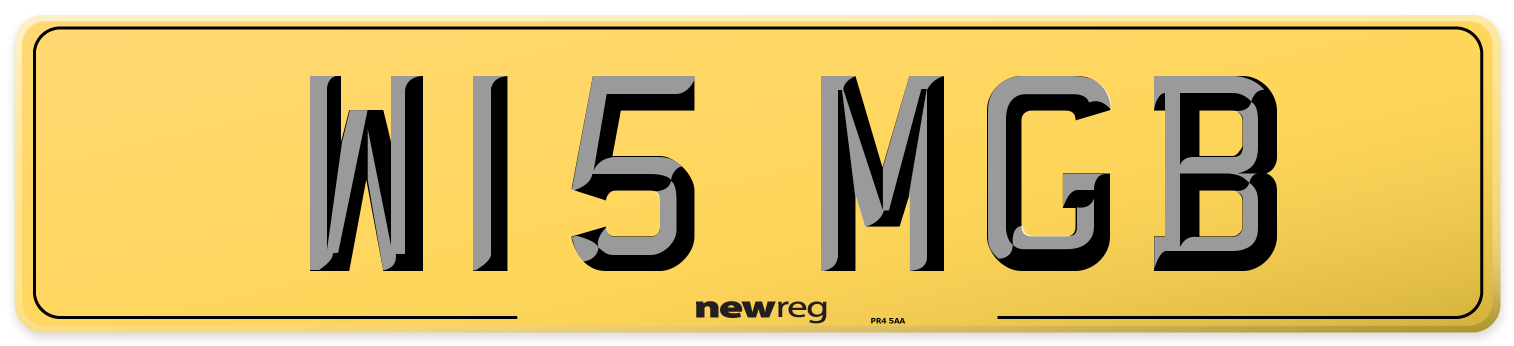 W15 MGB Rear Number Plate