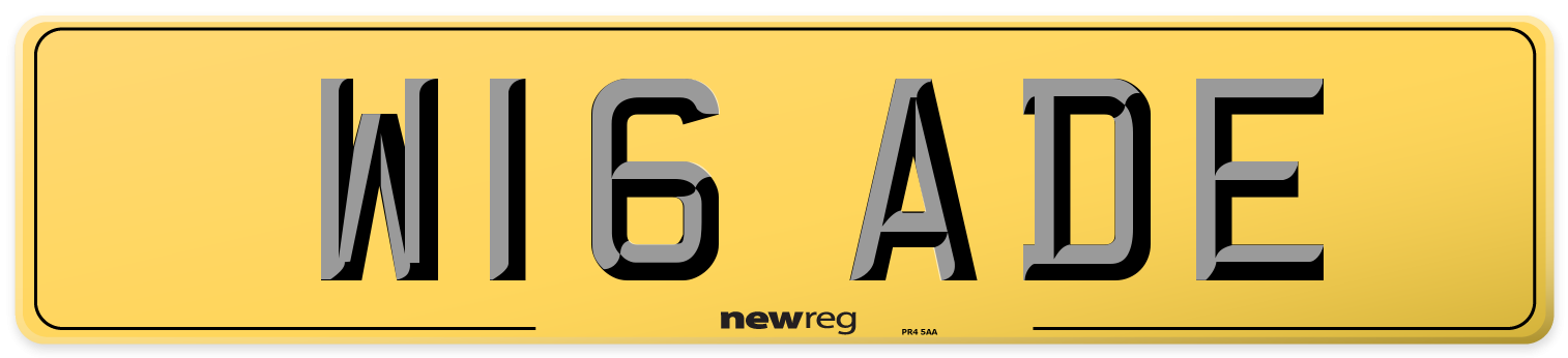 W16 ADE Rear Number Plate