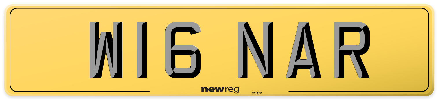 W16 NAR Rear Number Plate