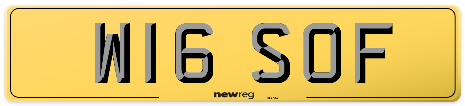 W16 SOF Rear Number Plate