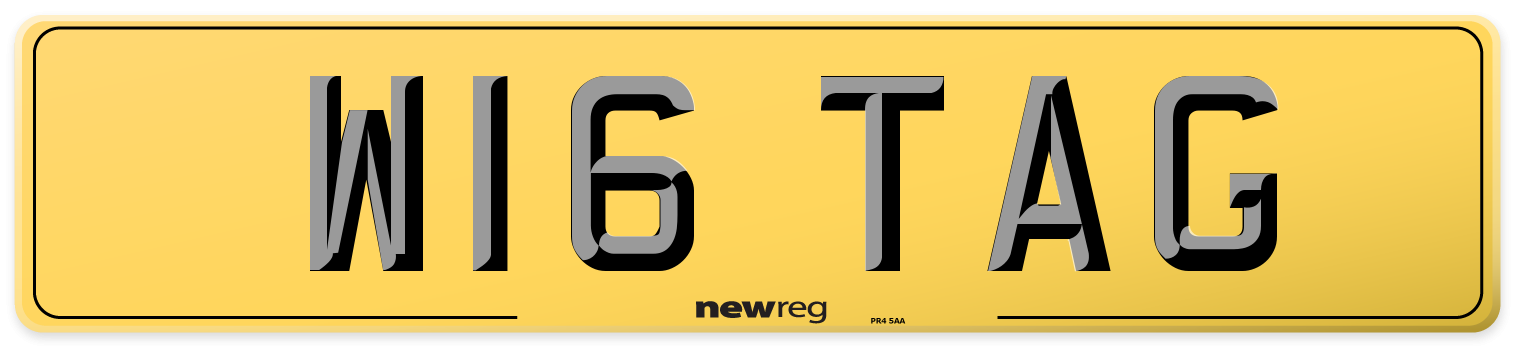 W16 TAG Rear Number Plate