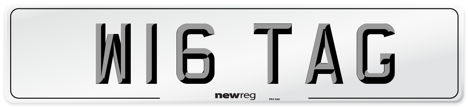 W16 TAG Front Number Plate