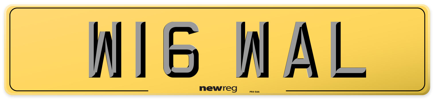 W16 WAL Rear Number Plate