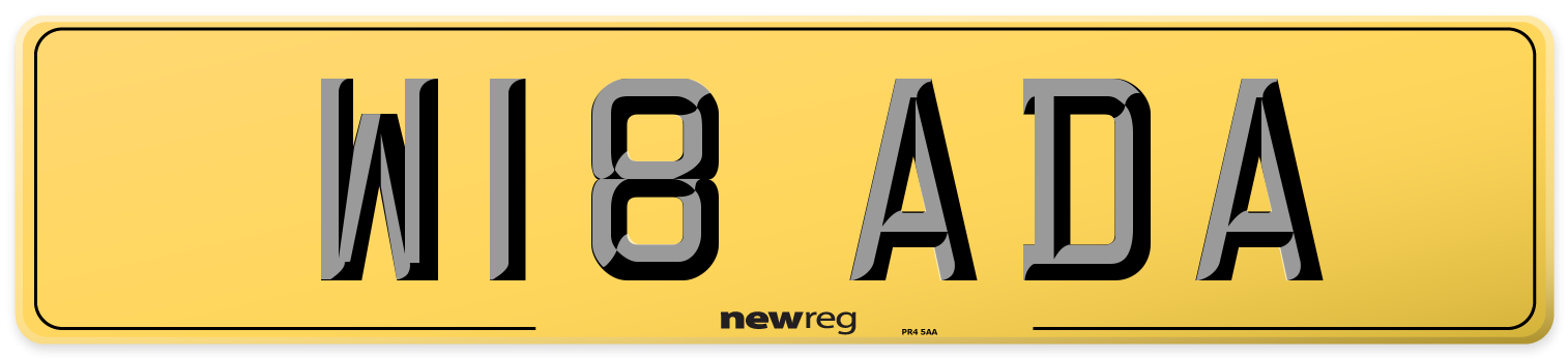 W18 ADA Rear Number Plate