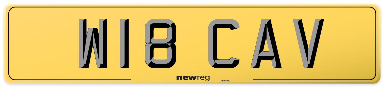 W18 CAV Rear Number Plate