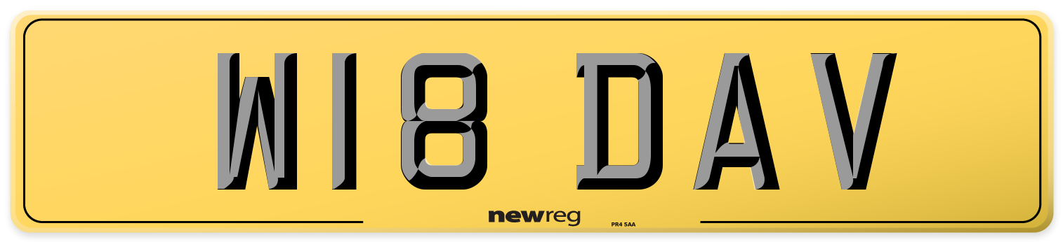 W18 DAV Rear Number Plate