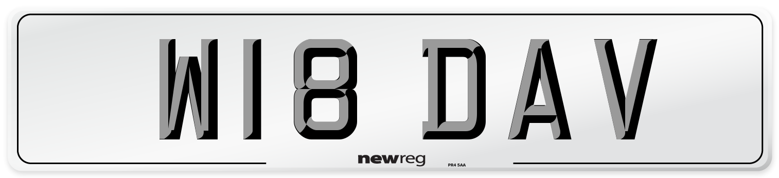 W18 DAV Front Number Plate