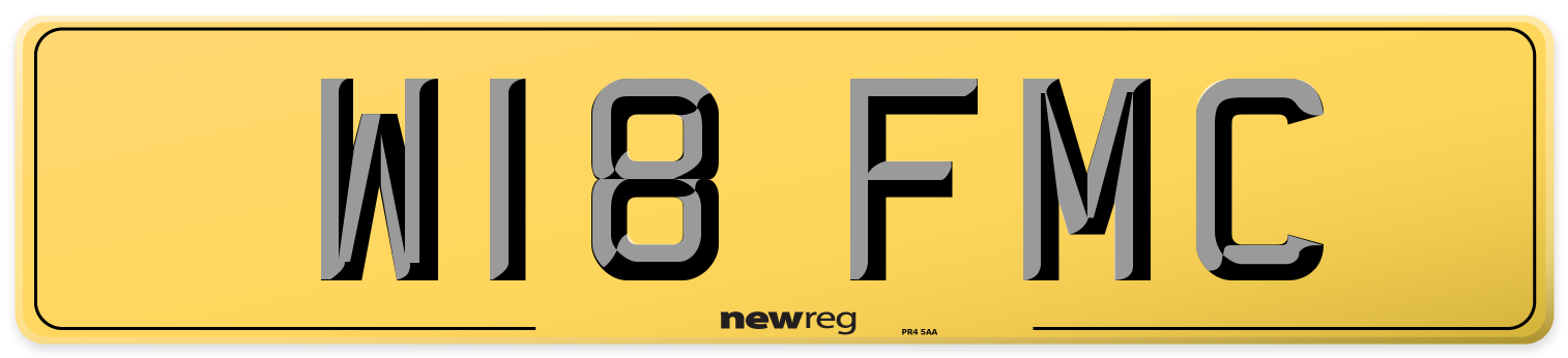 W18 FMC Rear Number Plate