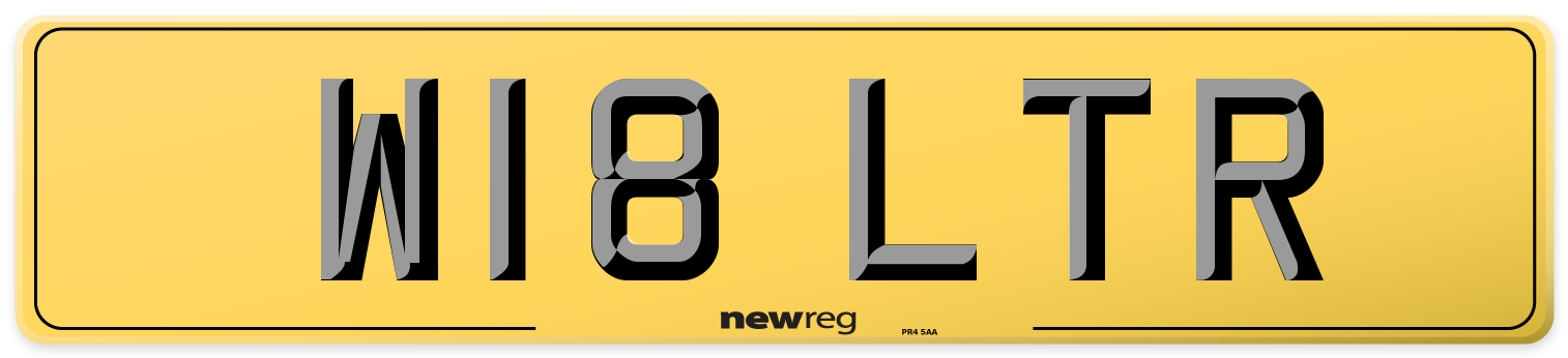 W18 LTR Rear Number Plate