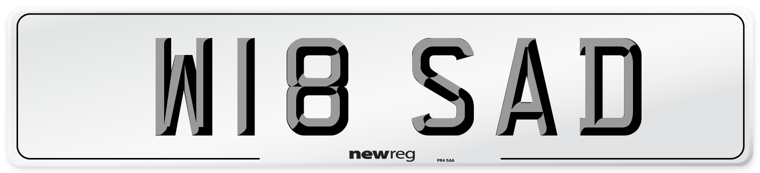 W18 SAD Front Number Plate