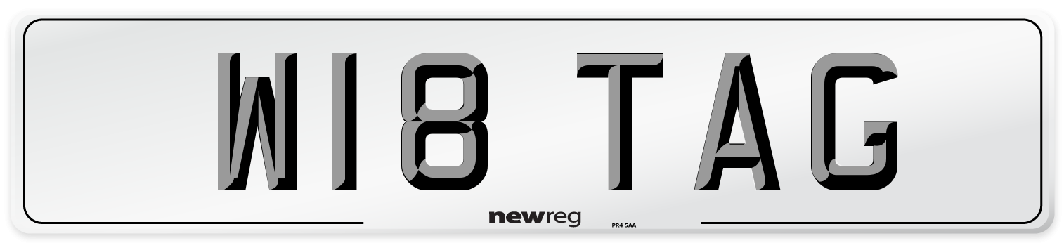 W18 TAG Front Number Plate