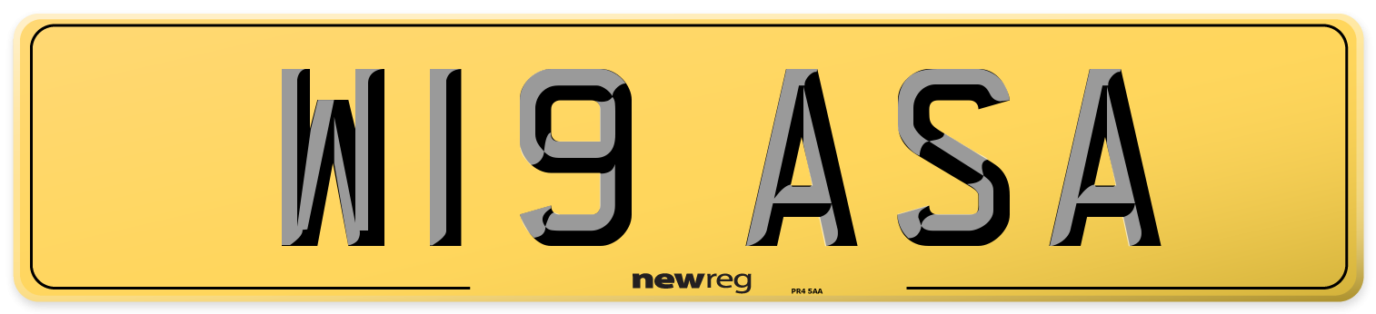 W19 ASA Rear Number Plate