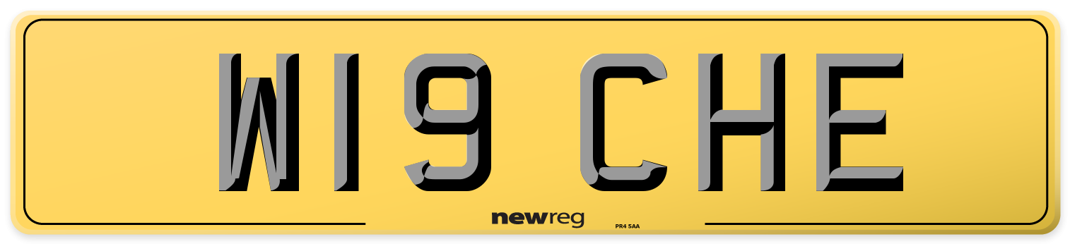 W19 CHE Rear Number Plate