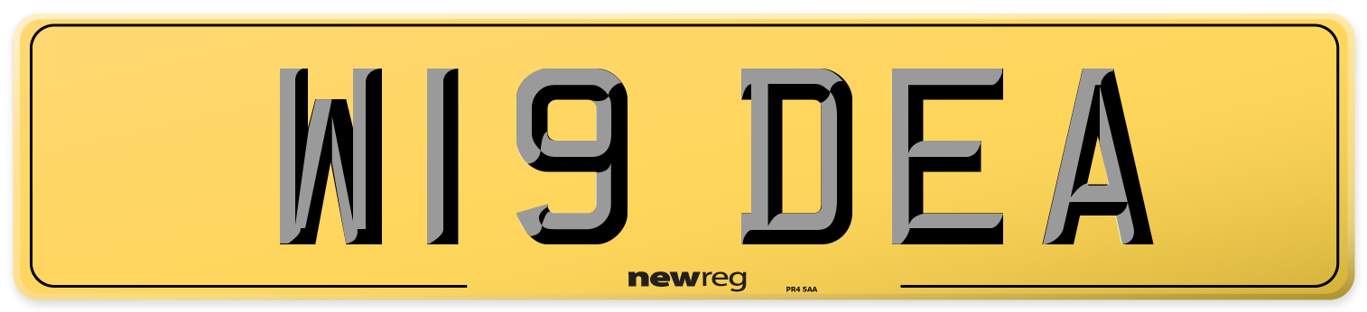W19 DEA Rear Number Plate