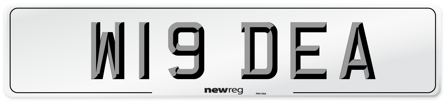 W19 DEA Front Number Plate