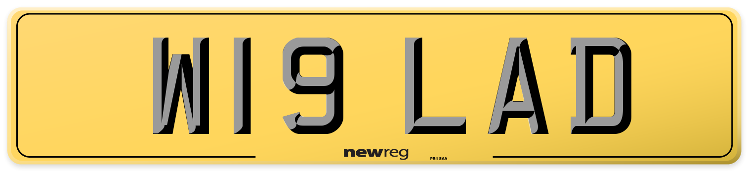 W19 LAD Rear Number Plate
