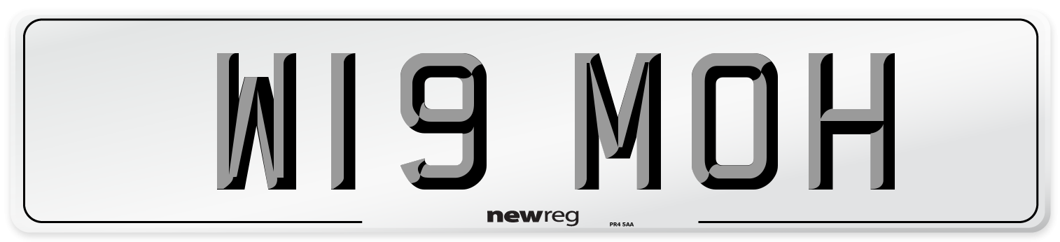 W19 MOH Front Number Plate