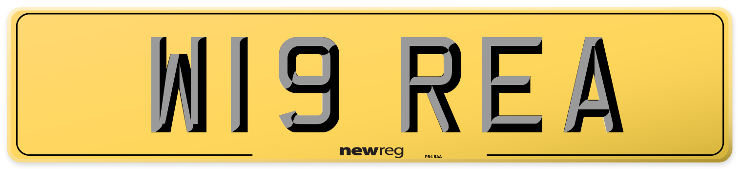 W19 REA Rear Number Plate