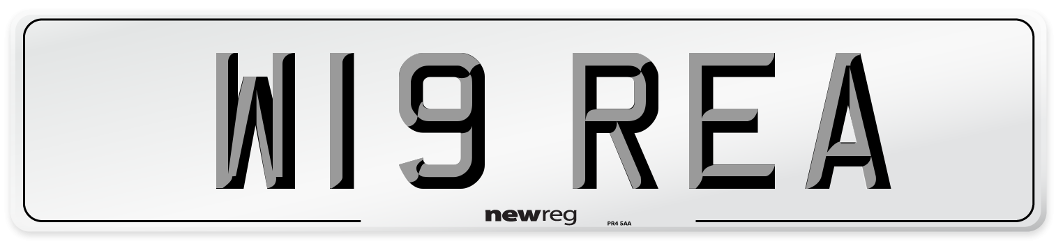 W19 REA Front Number Plate