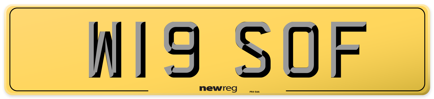 W19 SOF Rear Number Plate