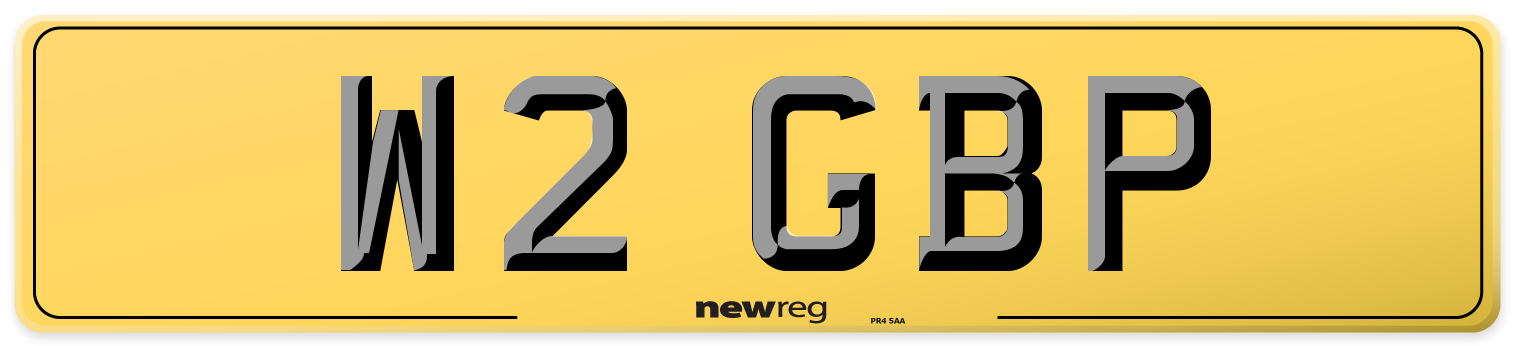 W2 GBP Rear Number Plate