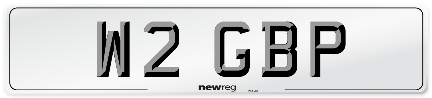 W2 GBP Front Number Plate