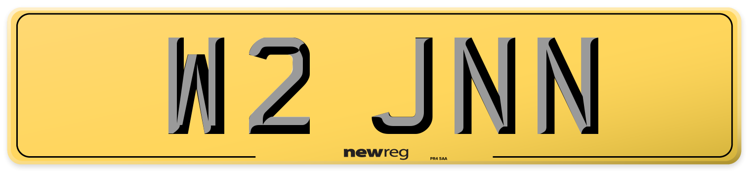W2 JNN Rear Number Plate