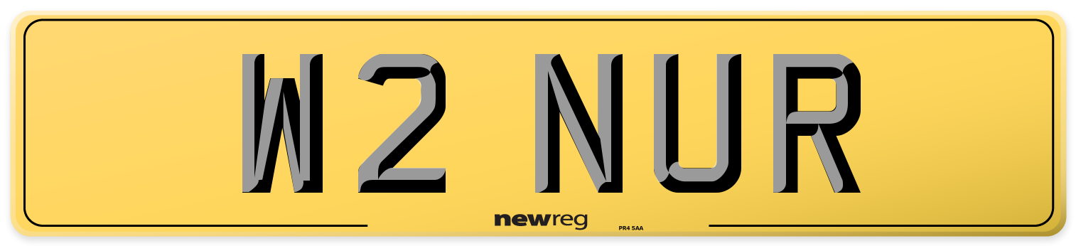 W2 NUR Rear Number Plate